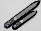 A set of two glass nail files with Swarovski crystals